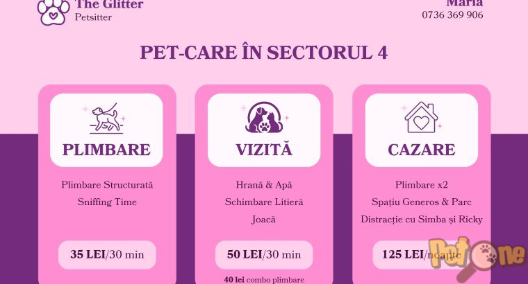 The Glitter Petsitter – Plimbări, Vizite și Cazare în SECTOR 4